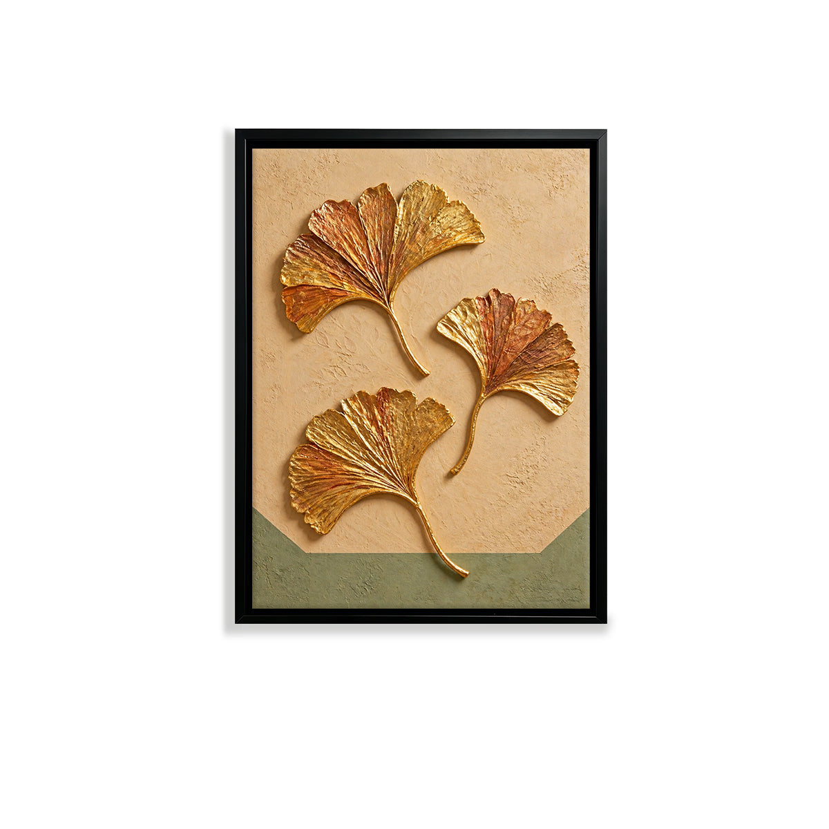Framed Ginkgo Leaf Art Print, Modern Decorative Wall Hanging, Gold Accents, Perfect for Home or Office in California