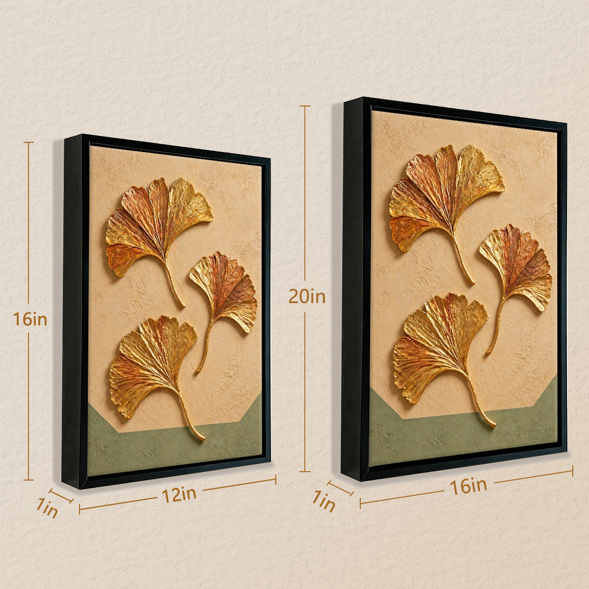 Framed Ginkgo Leaf Art Print, Modern Decorative Wall Hanging, Gold Accents, Perfect for Home or Office in California