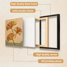 Framed Ginkgo Leaf Art Print, Modern Decorative Wall Hanging, Gold Accents, Perfect for Home or Office in California