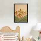 Framed Mountain Landscape Art Print, Modern Abstract Design, High-Quality Canvas, Perfect for Home Decor in California