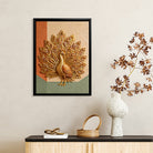 Framed Golden Peacock Wall Art, Modern Embossed Design, Perfect for Living Room or Office Decoration