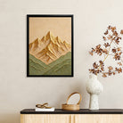 Framed Mountain Landscape Art Print, Modern Abstract Design, High-Quality Canvas, Perfect for Home Decor in California