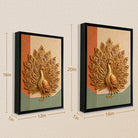 Framed Golden Peacock Wall Art, Modern Embossed Design, Perfect for Living Room or Office Decoration