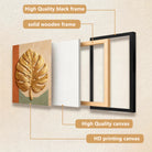 Framed Golden Monstera Leaf Art Print, Modern Tropical Design, High-Quality Matte Finish, Perfect Home Decor for Living Room or Bedroom