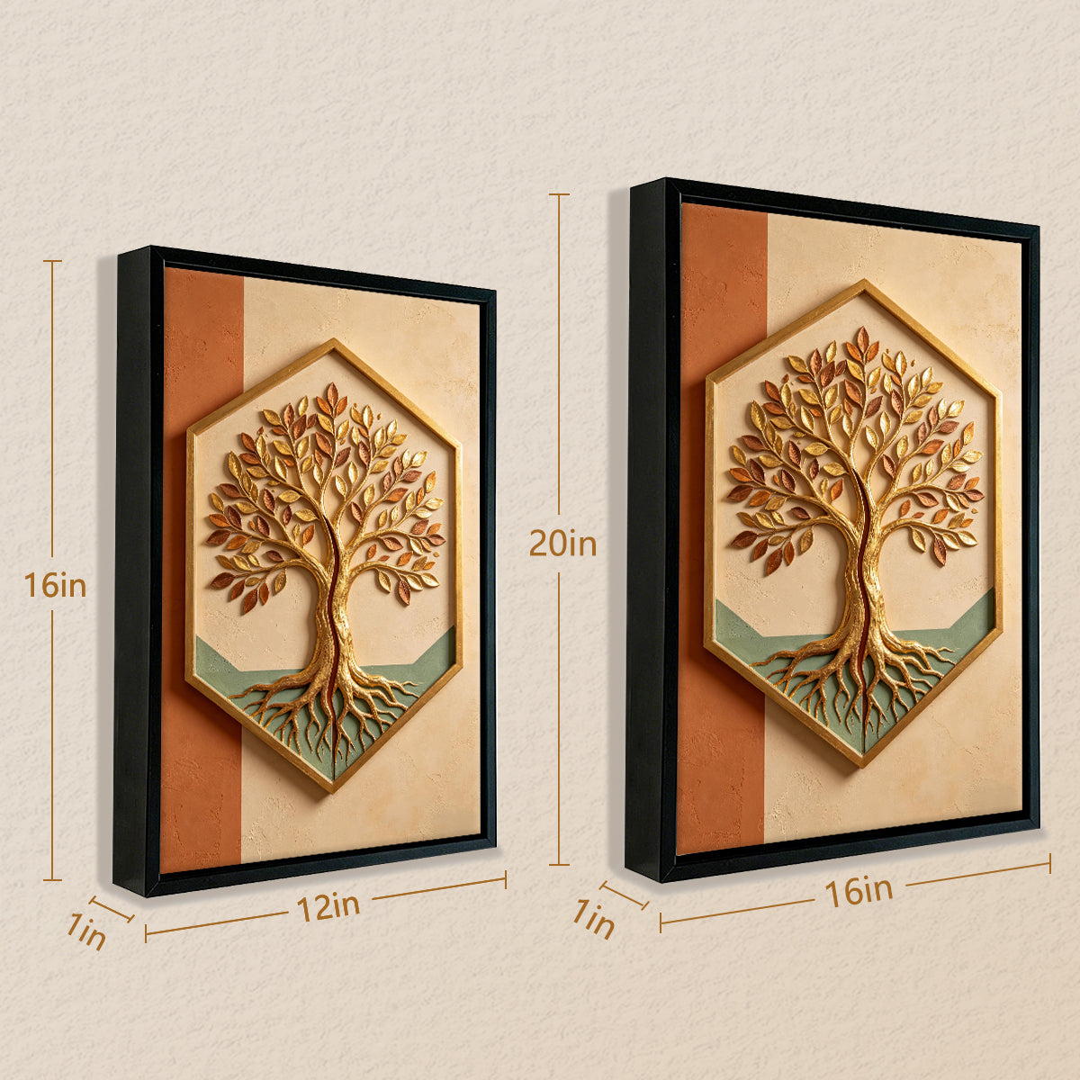 Framed Tree of Life Wall Art, Gold Leaf Design, Modern Home Decor, Perfect for Living Room or Office