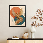 Framed Phoenix Artwork, Golden Bird Design, Modern Home Decor, Perfect for Living Room or Office, Unique Gift