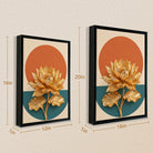 Golden Lotus Wall Art Print, Modern Abstract Design, High-Quality Framed Canvas, Perfect for Home Decor in California
