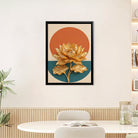 Golden Lotus Wall Art Print, Modern Abstract Design, High-Quality Framed Canvas, Perfect for Home Decor in California