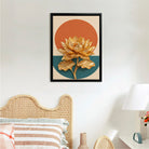 Golden Lotus Wall Art Print, Modern Abstract Design, High-Quality Framed Canvas, Perfect for Home Decor in California