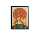 Golden Crane Wall Art, Modern Abstract Canvas Print, Decorative Home Accents for Living Room or Bedroom