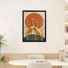 Golden Crane Wall Art, Modern Abstract Canvas Print, Decorative Home Accents for Living Room or Bedroom