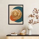 Modern Sun and Moon Wall Art Decor, Gold Finish, Abstract Design for Living Room or Bedroom