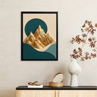 Abstract Golden Mountain Wall Art Print, Modern Nordic Style, Framed Canvas for Living Room or Office Decor