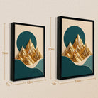 Abstract Golden Mountain Wall Art Print, Modern Nordic Style, Framed Canvas for Living Room or Office Decor