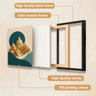 Abstract Golden Mountain Wall Art Print, Modern Nordic Style, Framed Canvas for Living Room or Office Decor