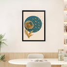 Modern Dandelion Art Print with Gold Accents, Framed Wall Decor for Living Room or Bedroom