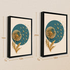 Modern Dandelion Art Print with Gold Accents, Framed Wall Decor for Living Room or Bedroom