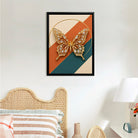 Framed Butterfly Art Print, Modern Abstract Design with Crystal Accents, Perfect Home Decor for Living Room or Bedroom