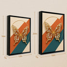 Framed Butterfly Art Print, Modern Abstract Design with Crystal Accents, Perfect Home Decor for Living Room or Bedroom