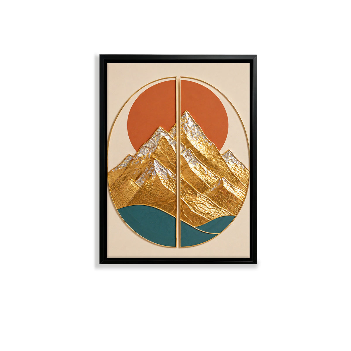 Modern Mountain Landscape Wall Art Print, Gold Foil Design, Home Decor for Living Room or Office