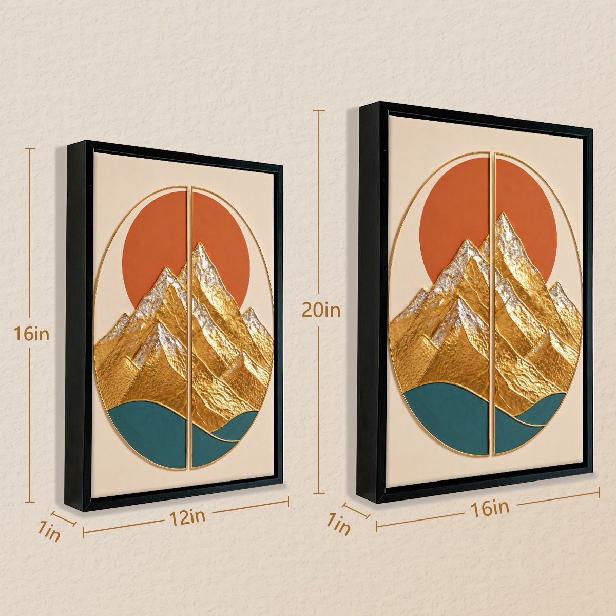 Modern Mountain Landscape Wall Art Print, Gold Foil Design, Home Decor for Living Room or Office