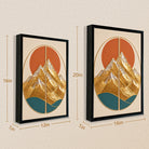 Modern Mountain Landscape Wall Art Print, Gold Foil Design, Home Decor for Living Room or Office