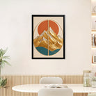 Modern Mountain Landscape Wall Art Print, Gold Foil Design, Home Decor for Living Room or Office