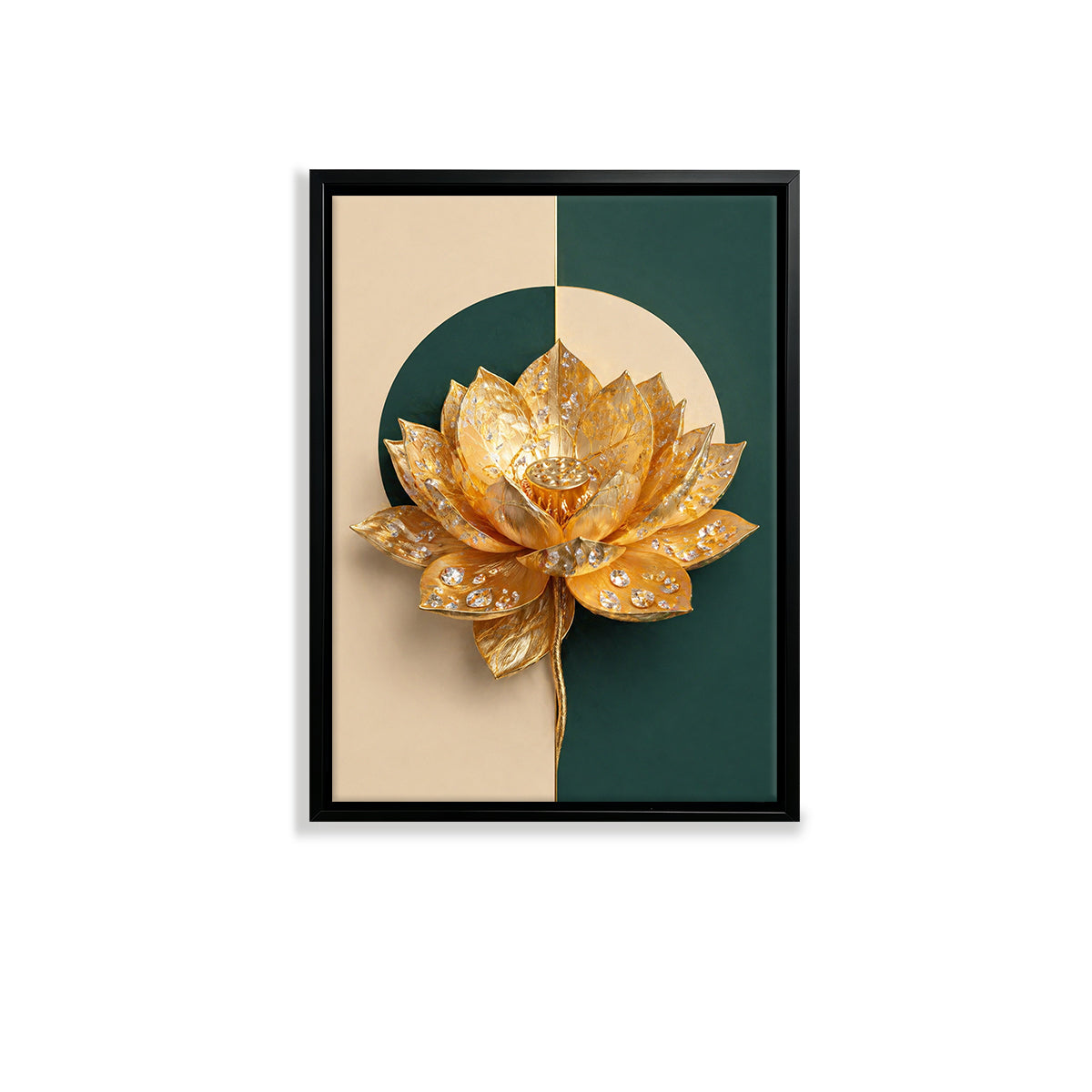 Modern Golden Lotus Flower Art Print, Elegant Home Decor, High-Quality Framed Wall Art for Living Room or Office