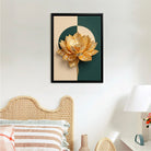 Modern Golden Lotus Flower Art Print, Elegant Home Decor, High-Quality Framed Wall Art for Living Room or Office
