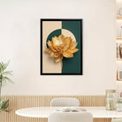 Modern Golden Lotus Flower Art Print, Elegant Home Decor, High-Quality Framed Wall Art for Living Room or Office