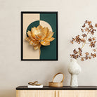 Modern Golden Lotus Flower Art Print, Elegant Home Decor, High-Quality Framed Wall Art for Living Room or Office