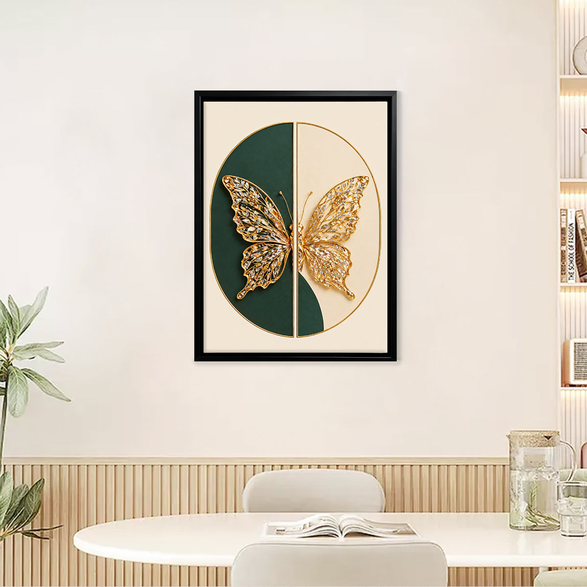 Modern Butterfly Wall Art, Elegant Gold Crystal Design, Perfect Home Decor for Living Room or Bedroom