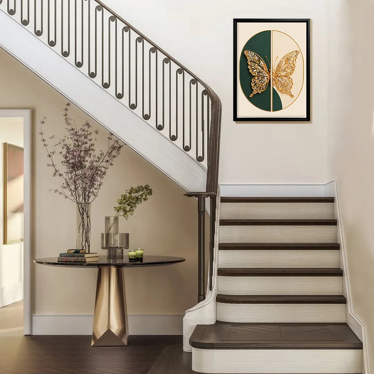 Modern Butterfly Wall Art, Elegant Gold Crystal Design, Perfect Home Decor for Living Room or Bedroom