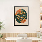 Modern Golden Fish Artwork, Circular Design, Premium Framed Painting for Home Decor, Perfect Gift