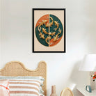 Modern Golden Fish Artwork, Circular Design, Premium Framed Painting for Home Decor, Perfect Gift