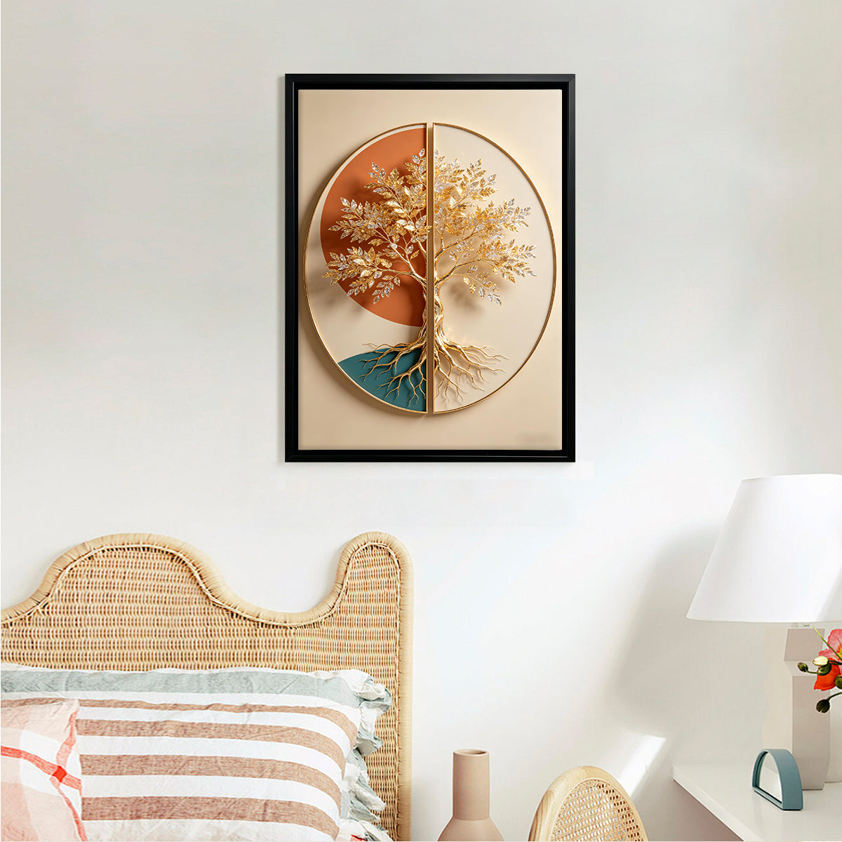 Modern Tree of Life Wall Art, Gold Leaf Design, 3D Relief, Perfect for Home Decor in New York