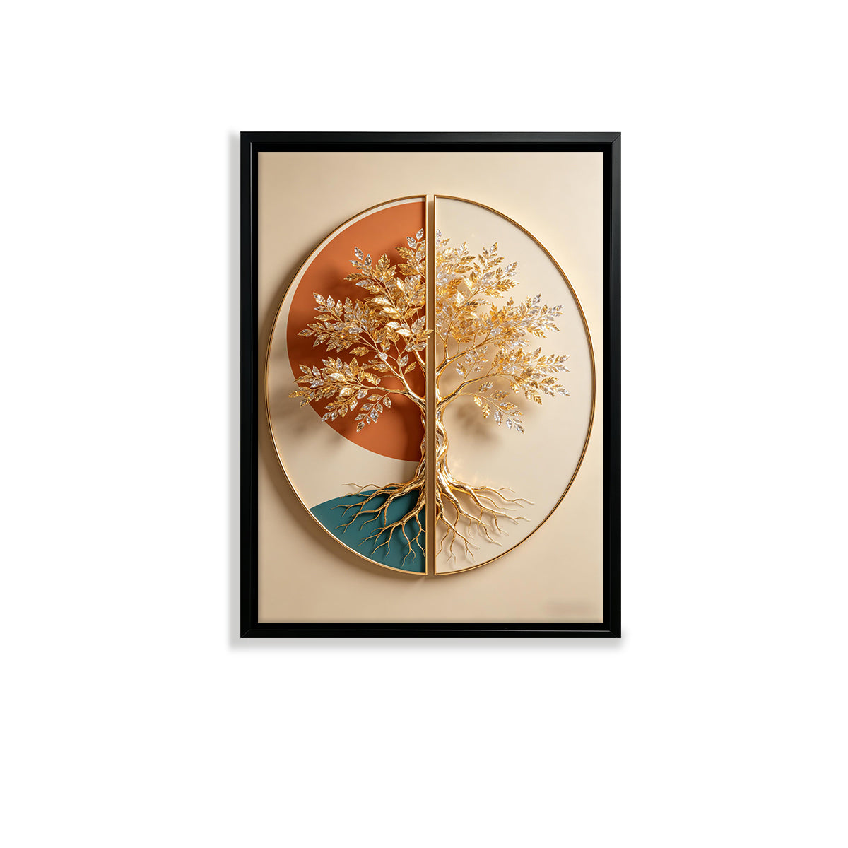 Modern Tree of Life Wall Art, Gold Leaf Design, 3D Relief, Perfect for Home Decor in New York