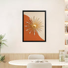 Modern Sunburst Wall Art, Gold & Crystal Accents, Framed Decor for Living Room or Office