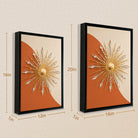 Modern Sunburst Wall Art, Gold & Crystal Accents, Framed Decor for Living Room or Office