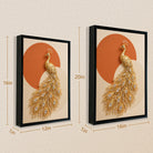 Elegant Golden Peacock Wall Art, Modern Luxury Decor with Crystal Accents, Perfect for Living Room or Office
