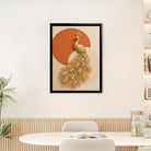 Elegant Golden Peacock Wall Art, Modern Luxury Decor with Crystal Accents, Perfect for Living Room or Office