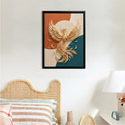 Framed Golden Phoenix Wall Art, Modern Abstract Design, High-Quality Craftsmanship, Perfect for Home Decor in New York