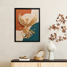 Framed Golden Phoenix Wall Art, Modern Abstract Design, High-Quality Craftsmanship, Perfect for Home Decor in New York