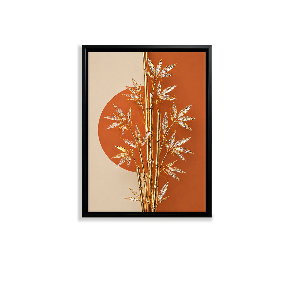 Modern Golden Bamboo Wall Art Print, Abstract Design, High-Quality Matte Finish, Perfect for Home Decor in California