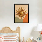 Abstract Sunburst Wall Art, Modern Canvas Painting with Gold Accents, Perfect for Home Decor in Any Room