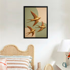 Elegant Golden Swallows Framed Wall Art, Modern Abstract Design, High-Quality Resin Craft, Perfect Home Decor for Any Room