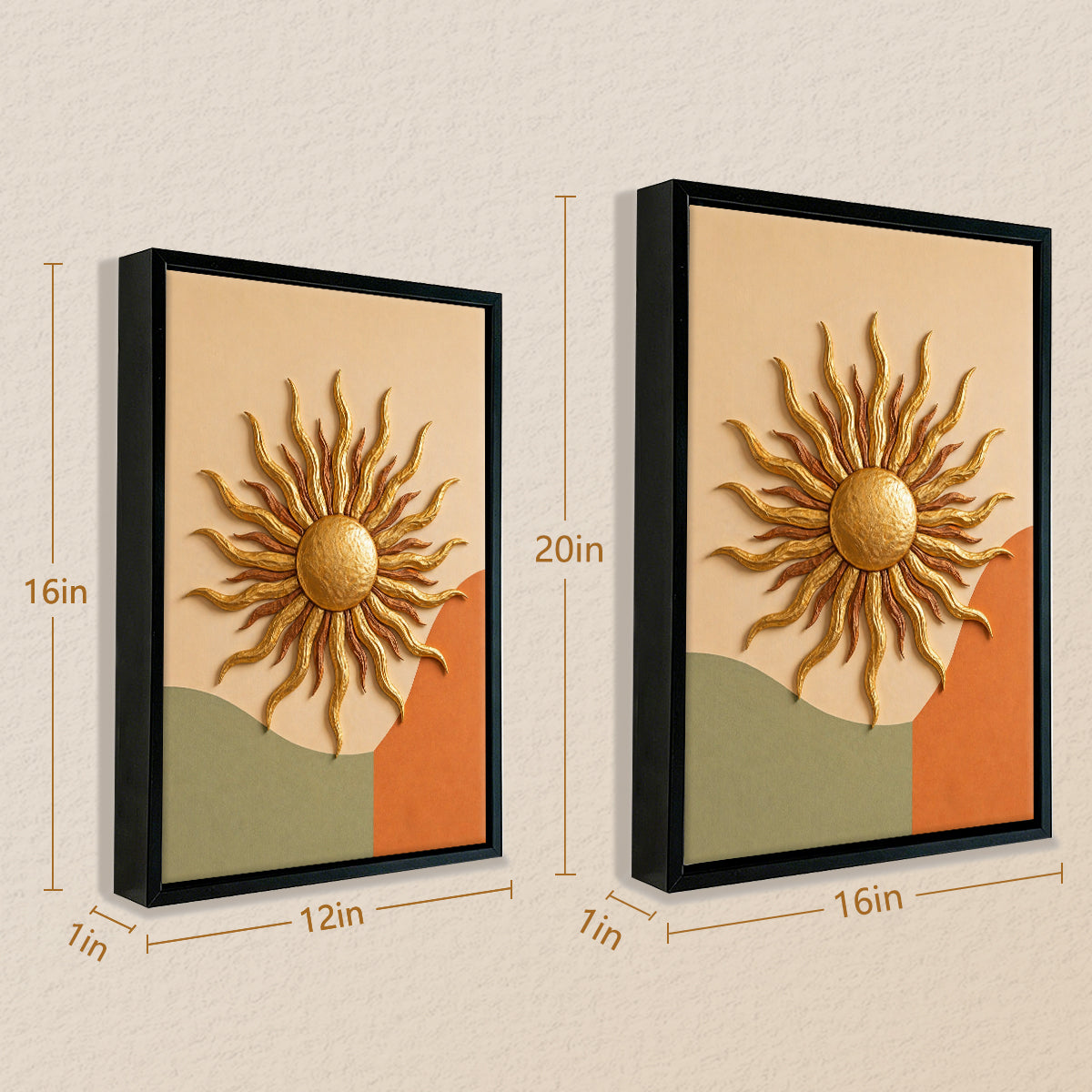 Abstract Sunburst Wall Art, Modern Canvas Painting with Gold Accents, Perfect for Home Decor in Any Room