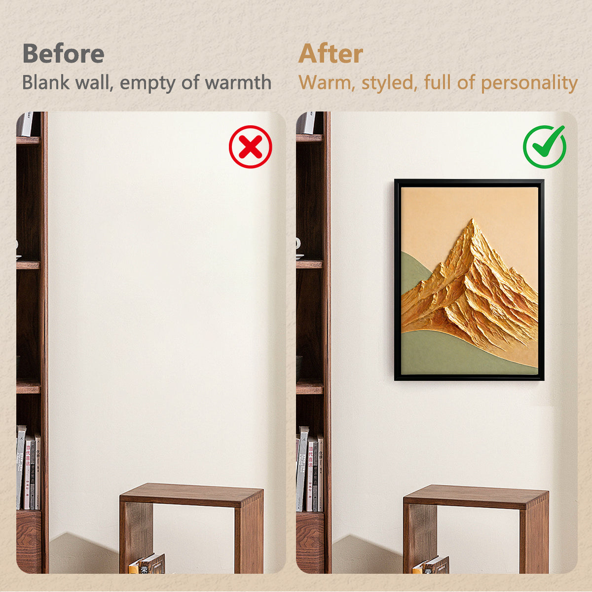 Abstract Mountain Wall Art Print in Black Frame, Modern Home Decor for Living Room or Office