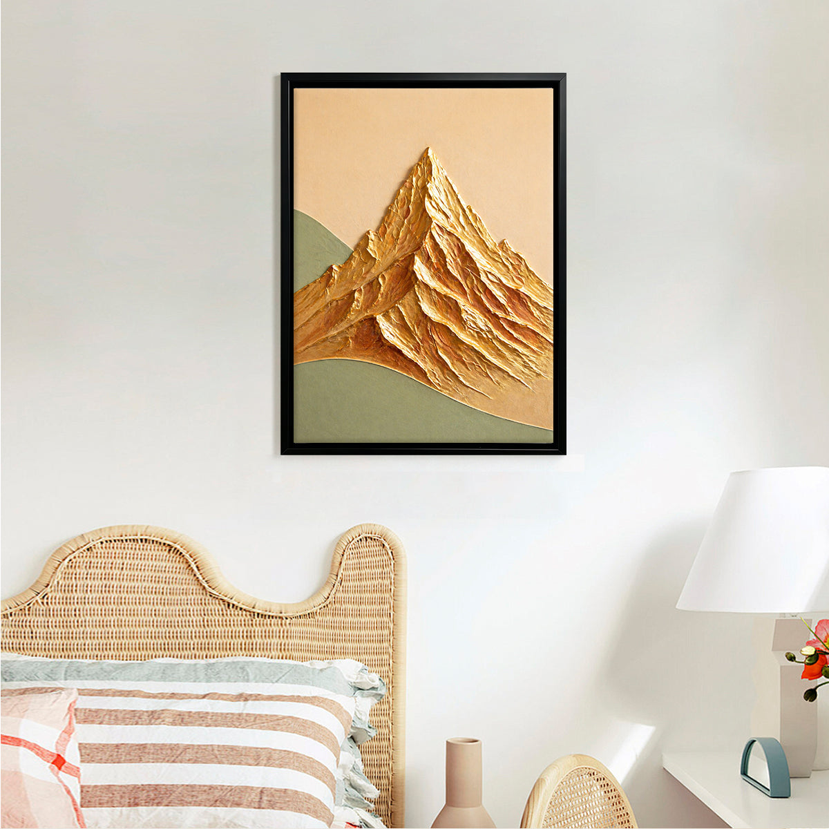 Abstract Mountain Wall Art Print in Black Frame, Modern Home Decor for Living Room or Office
