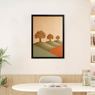 Framed Art Print with Golden Trees Landscape, Modern Abstract Design, High-Quality Material for Home Decor